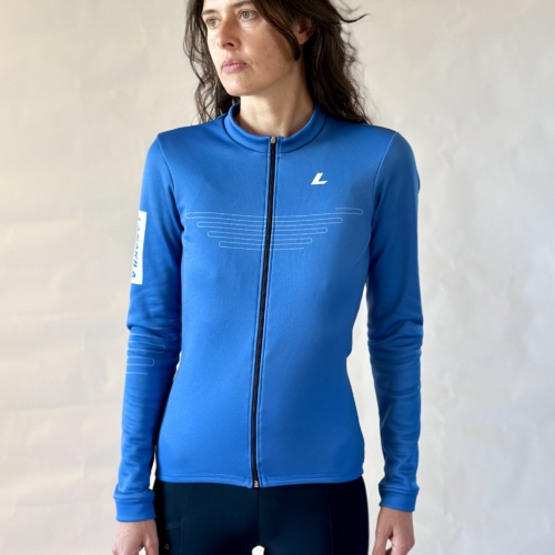 Damen Thermo Langarm Radtrikot Smokey Ocean Blue