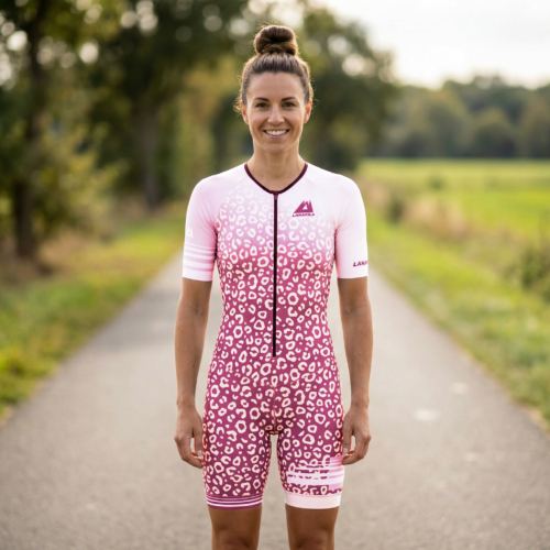 Lanakila Woman Triathlon Suit Cheetah Green Flamingo