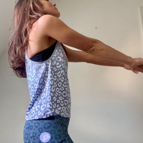 Lanakila Running Singlet Woman - Cheetah grau weiß side