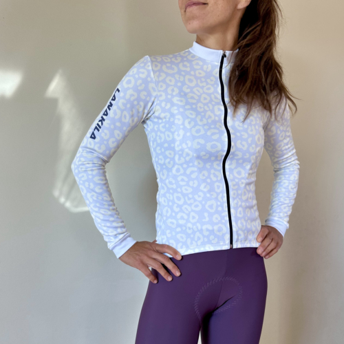 Women Longsleeve Cycling Jersey in Leopard Design by Lanakila Sports