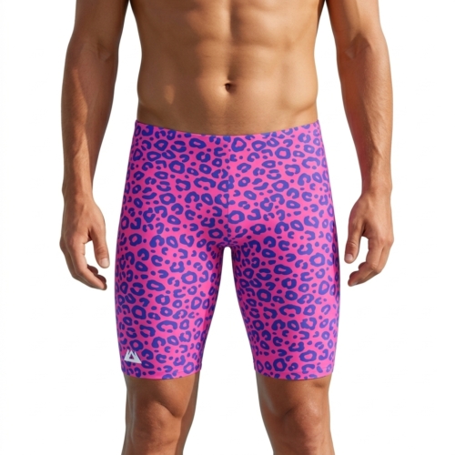 Schwimmhose Halblang für Herren Pink Lila Leopard